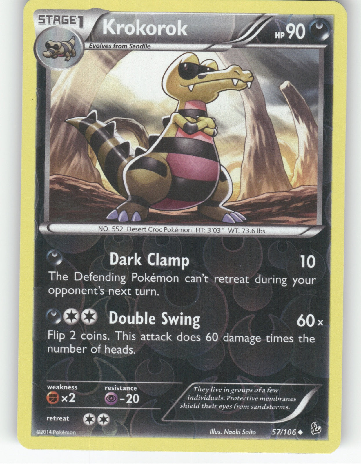 Krokorok Reverse Holo Uncommon XY - Flashfire 57/106 NM