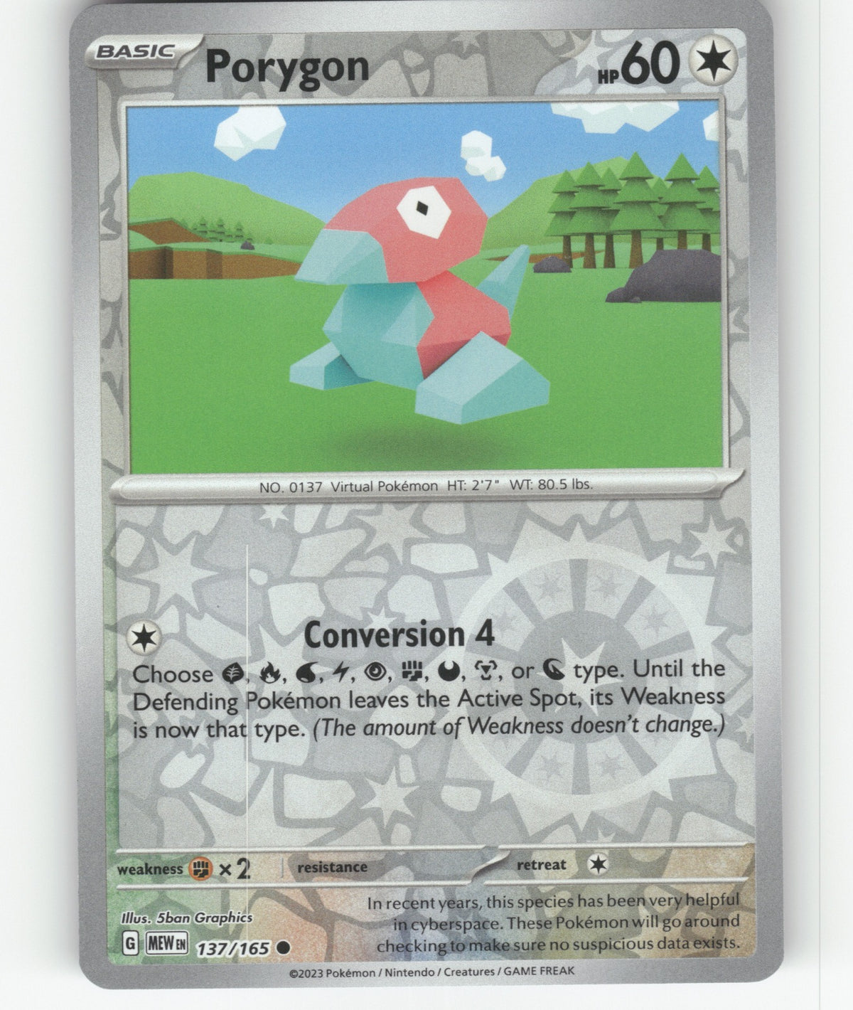 Porygon Reverse Holo Common SV: Scarlet & Violet 151 137/165 NM