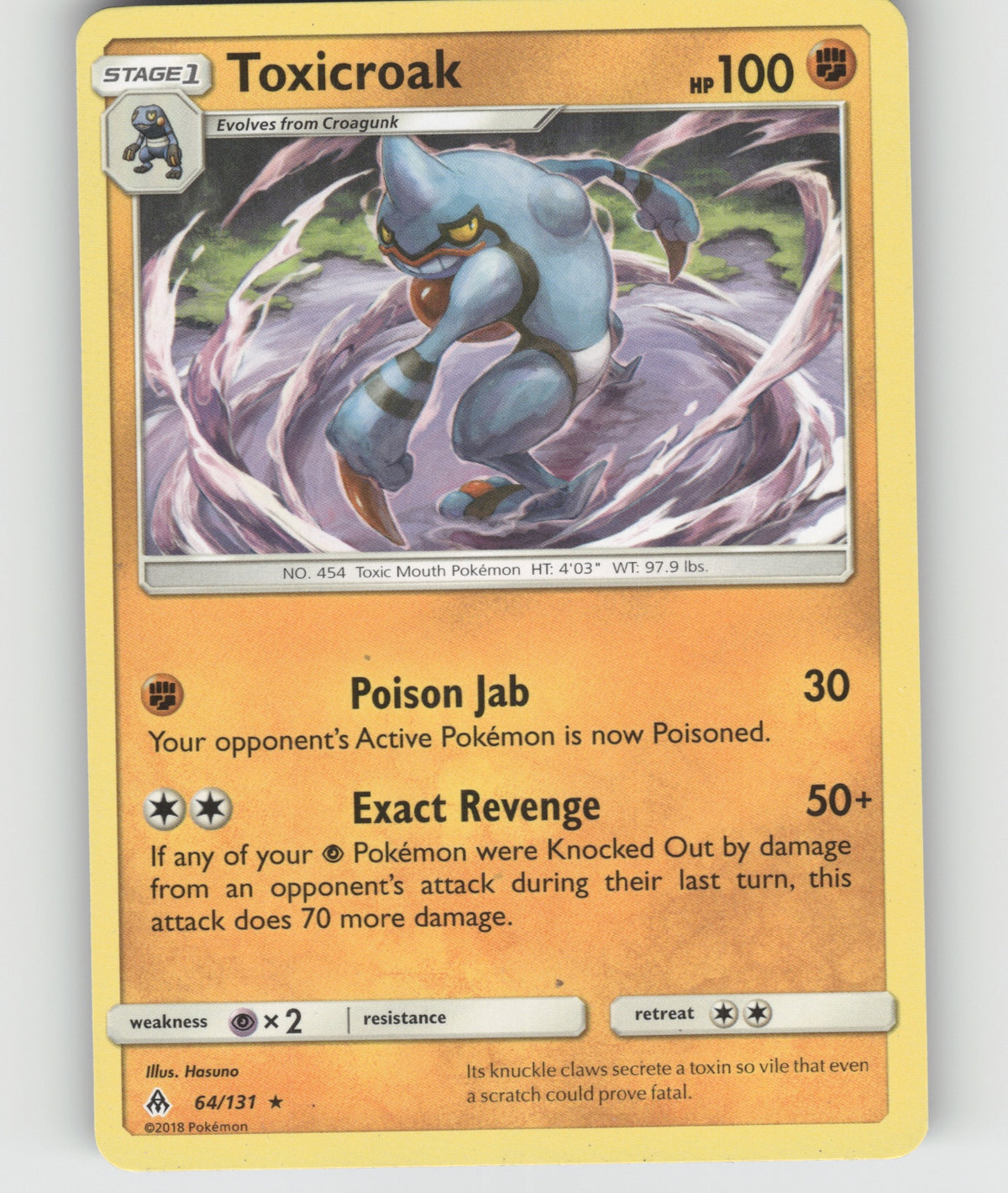 Toxicroak Rare SM - Forbidden Light 64/131 NM
