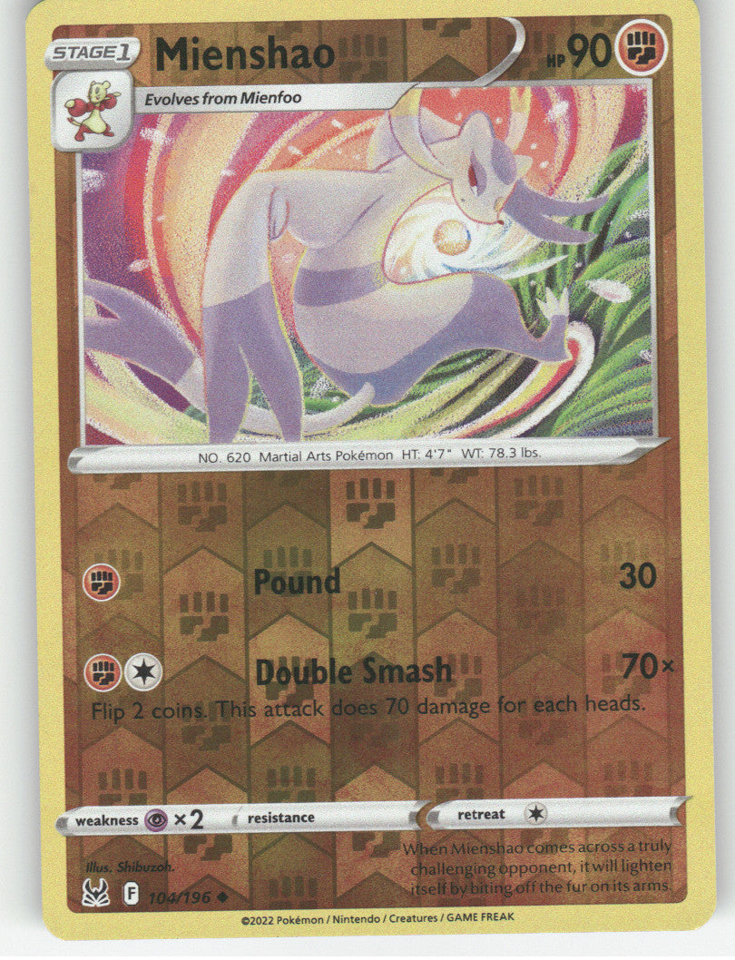 Mienshao Reverse Holo Uncommon SWSH11: Lost Origin 104/196 NM