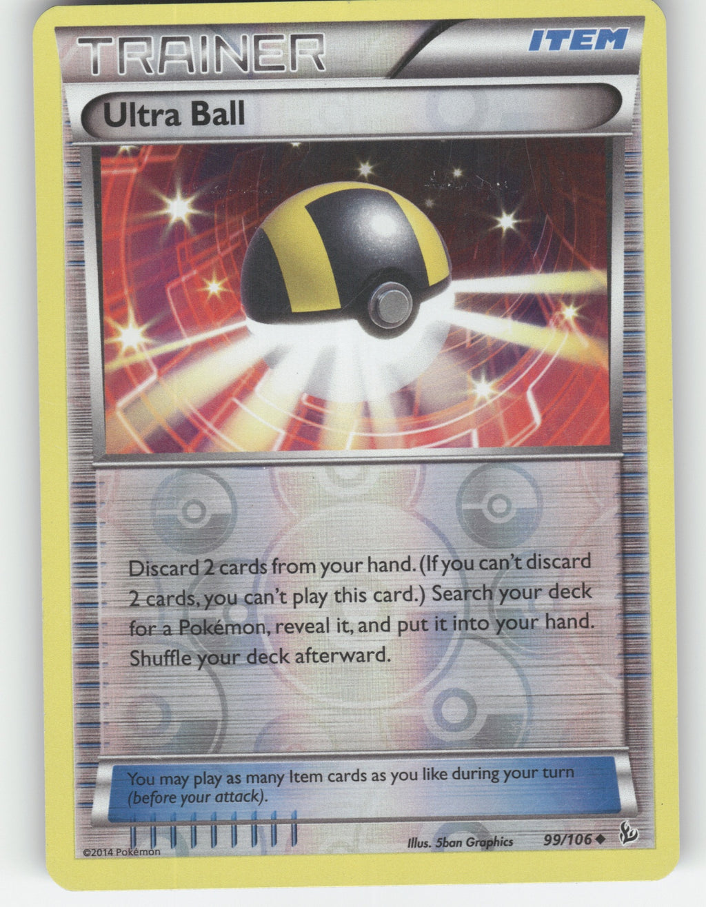 Ultra Ball Reverse Holo Uncommon XY - Flashfire 99/106 NM