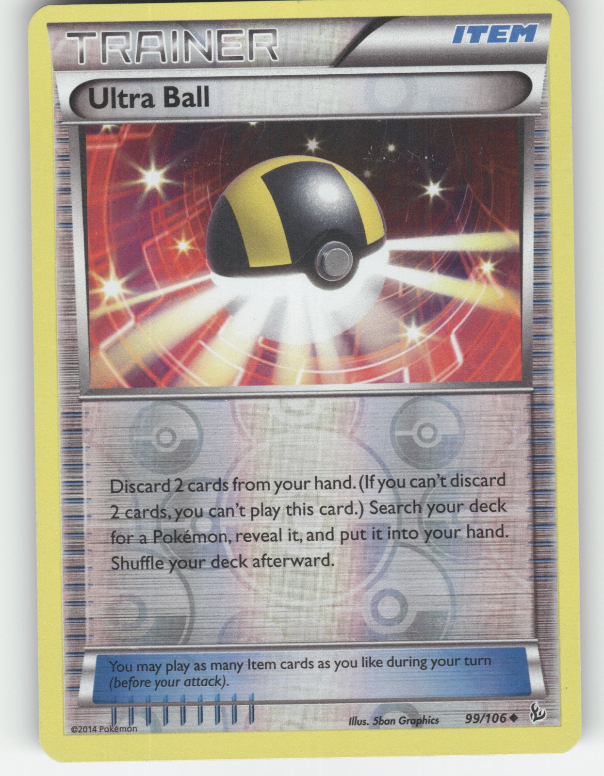 Ultra Ball Reverse Holo Uncommon XY - Flashfire 99/106 NM