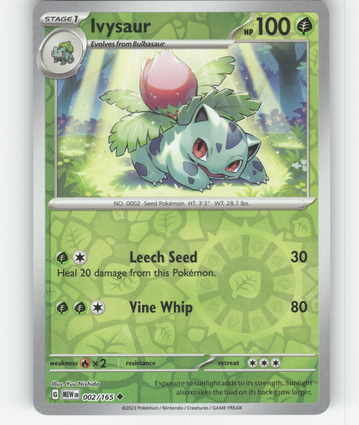 Ivysaur Reverse Holo Uncommon SV: Scarlet & Violet 151 002/165 NM