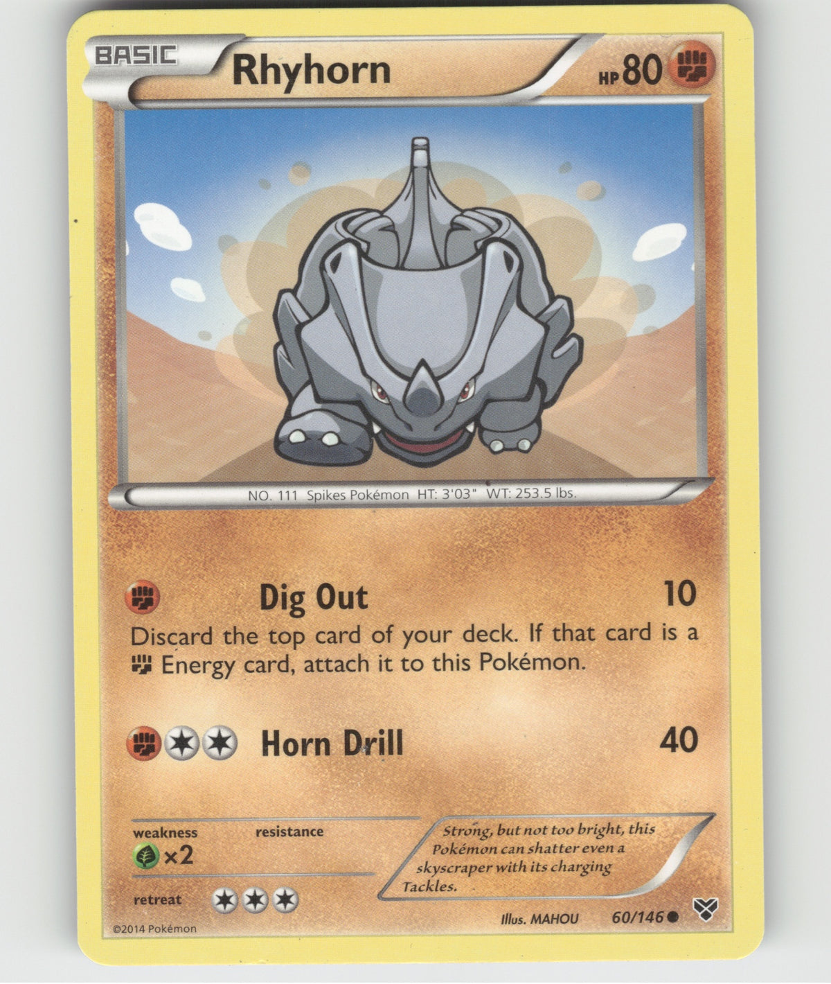 Rhyhorn Common XY Base Set 60/146 LP