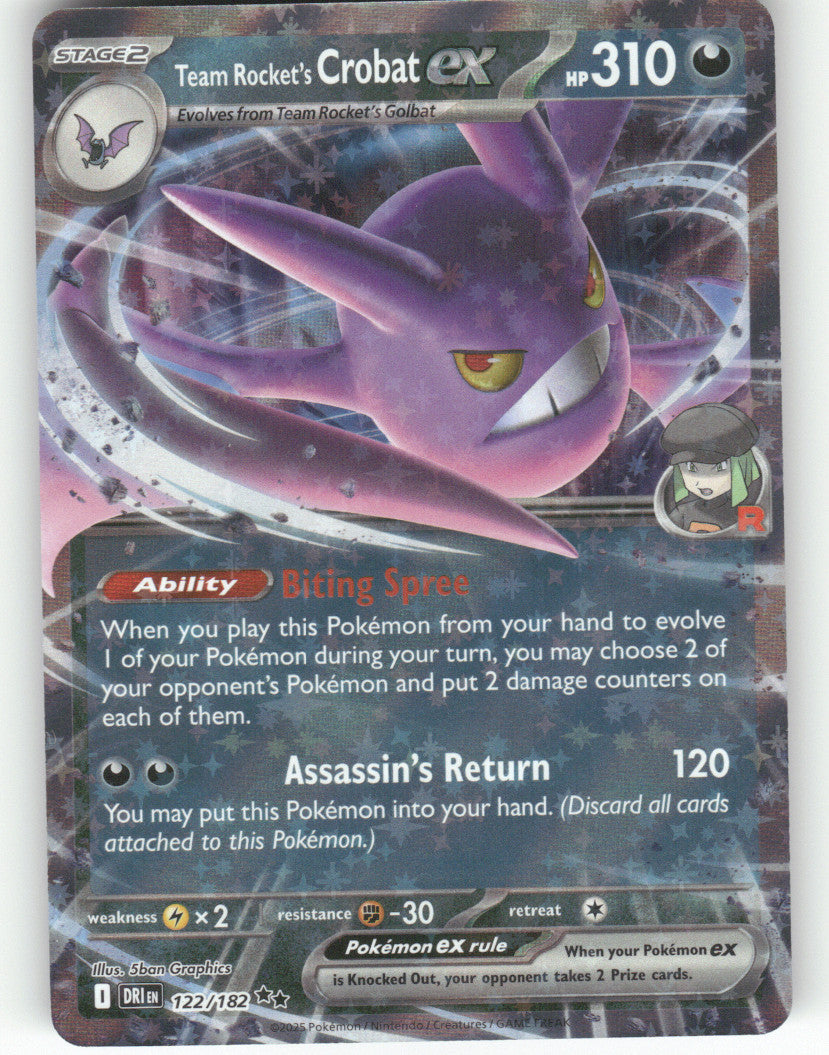 Team Rocket's Crobat ex Holo Double Rare SV10: Destined Rivals 122/182 NM