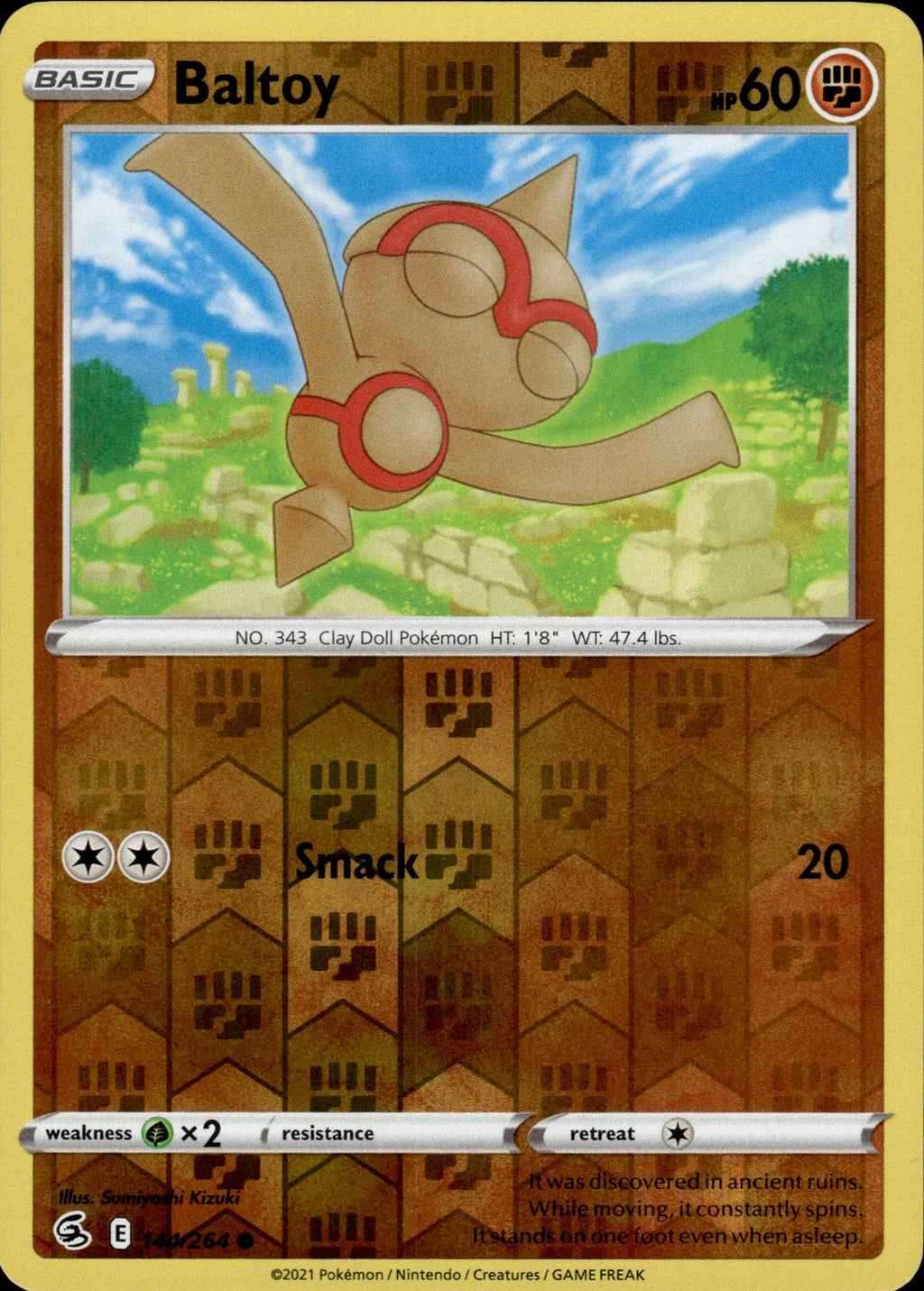 Baltoy Reverse Holo Common SWSH08: Fusion Strike 144/264 NM
