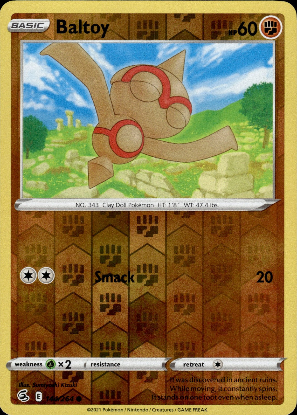 Baltoy Reverse Holo Common SWSH08: Fusion Strike 144/264 NM