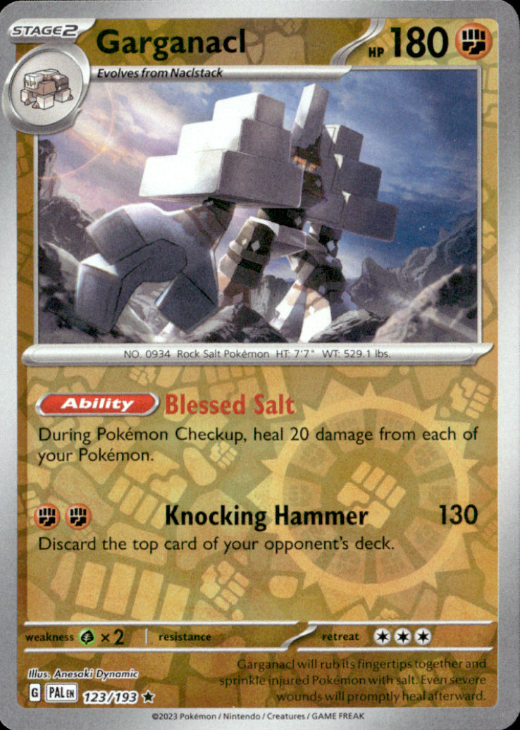 Garganacl Reverse Holo Rare SV02: Paldea Evolved 123/193 NM