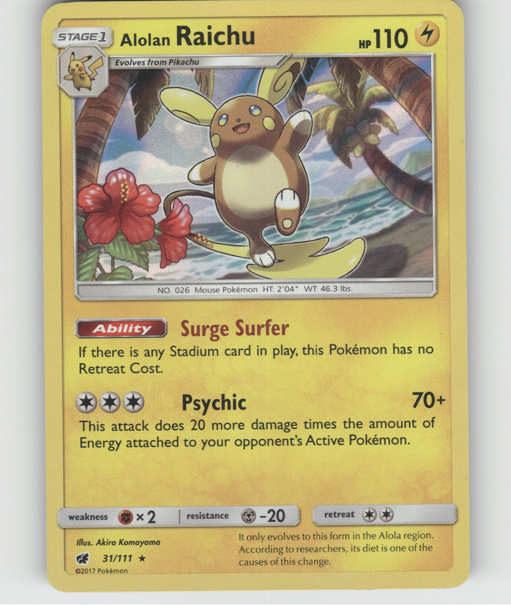 Alolan Raichu Holo Rare SM - Crimson Invasion 31/111 NM