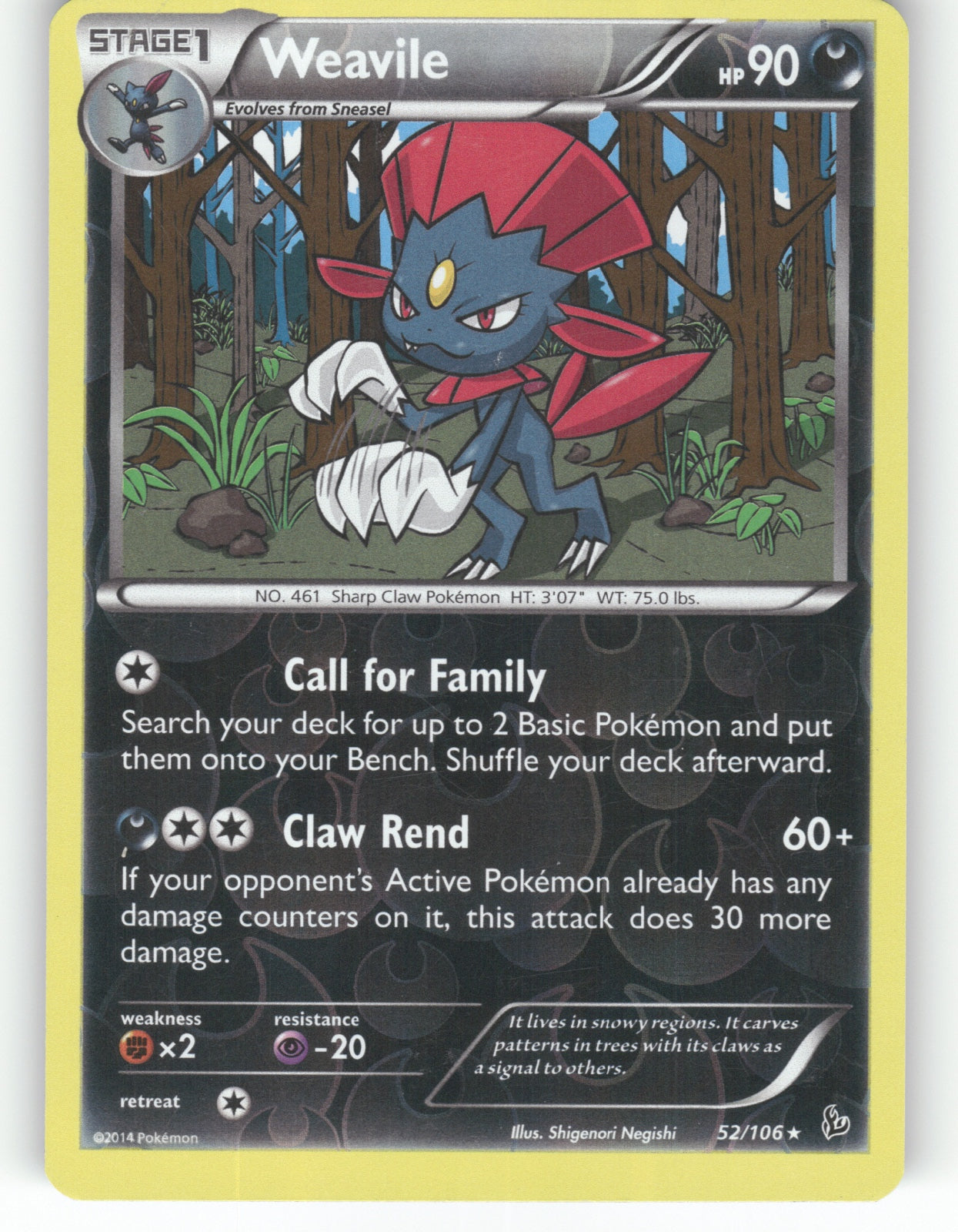 Weavile Reverse Holo Rare XY - Flashfire 52/106 NM