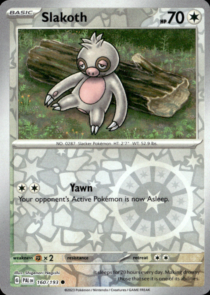 Slakoth Reverse Holo Common SV02: Paldea Evolved 160/193 NM