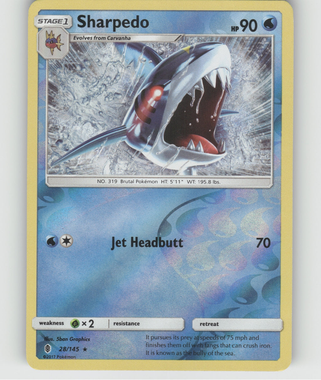 Sharpedo Reverse Holo Rare SM - Guardians Rising 28/145 LP