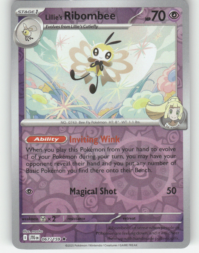 Lillie's Ribombee Reverse Holo Rare SV09: Journey Together 067/159 NM