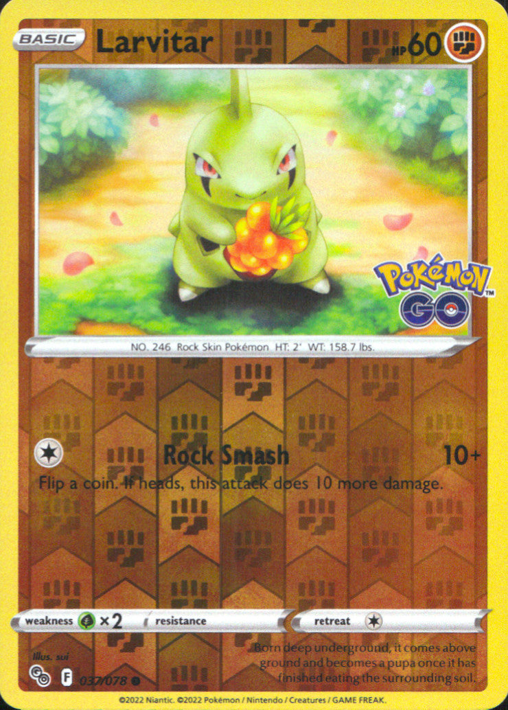 Larvitar Reverse Holo Common Pokemon GO 037/078 NM
