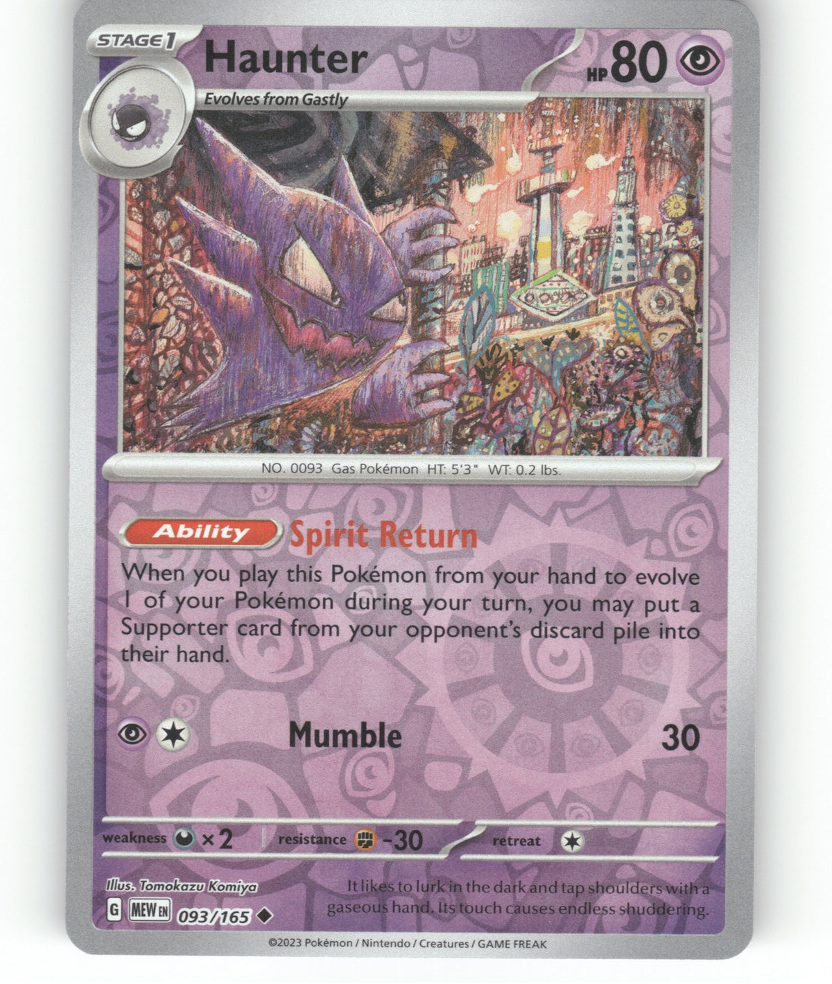 Haunter Reverse Holo Uncommon SV: Scarlet & Violet 151 093/165 NM