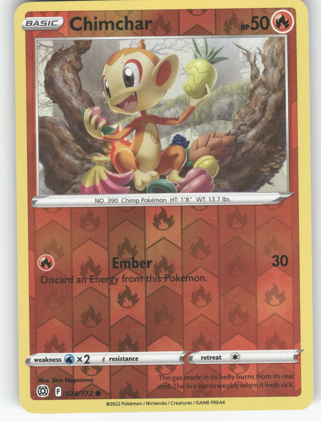 Chimchar Reverse Holo Common SWSH09: Brilliant Stars 024/172 NM