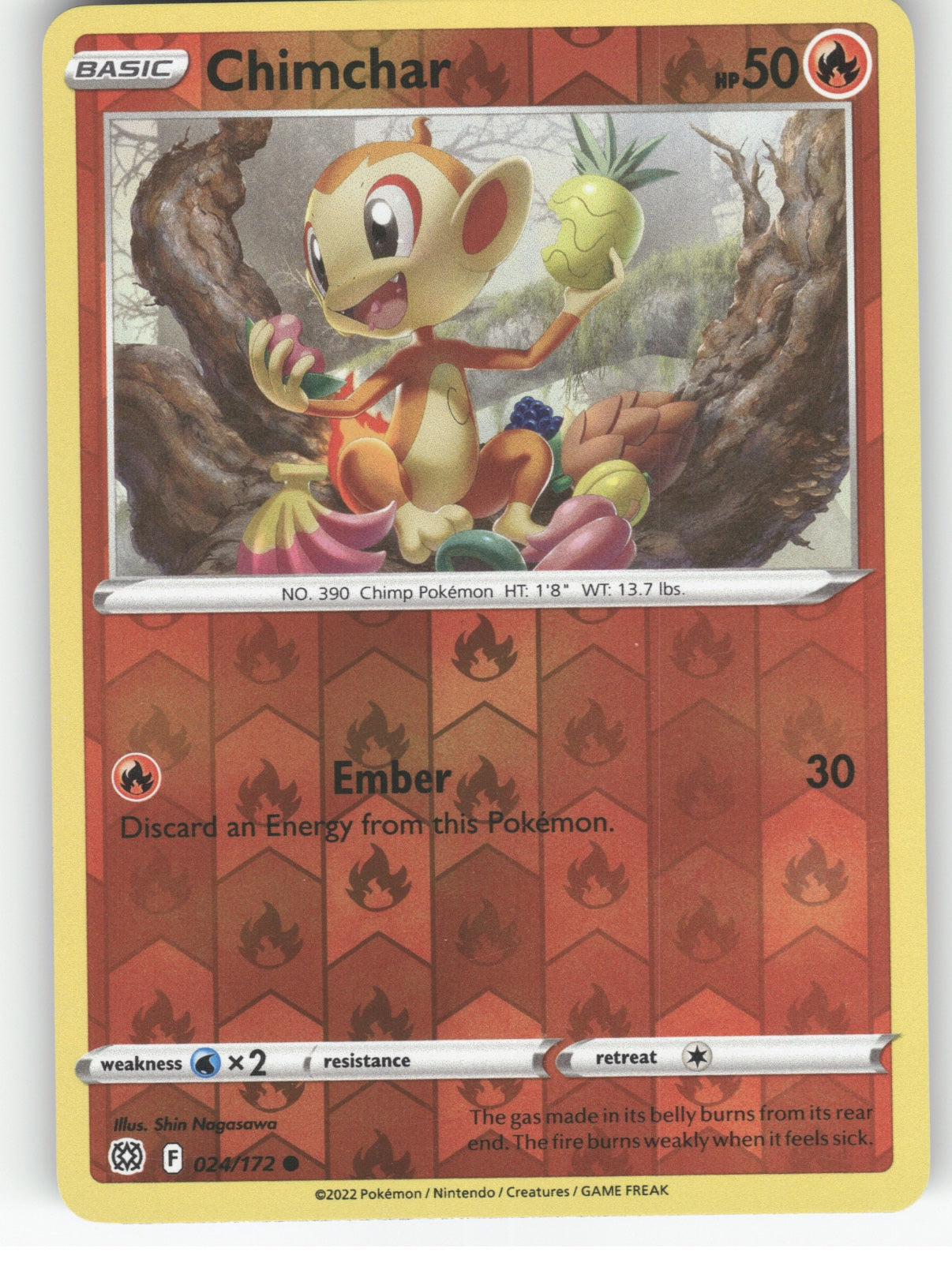 Chimchar Reverse Holo Common SWSH09: Brilliant Stars 024/172 NM