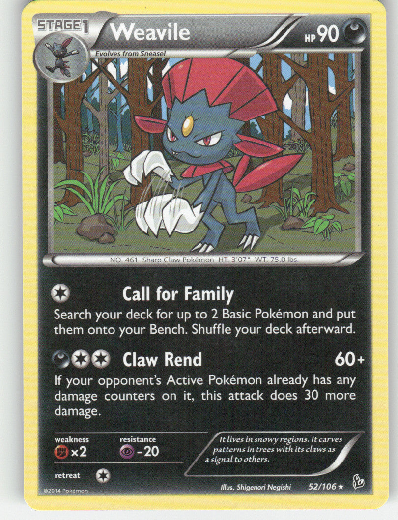 Weavile Rare XY - Flashfire 52/106 NM