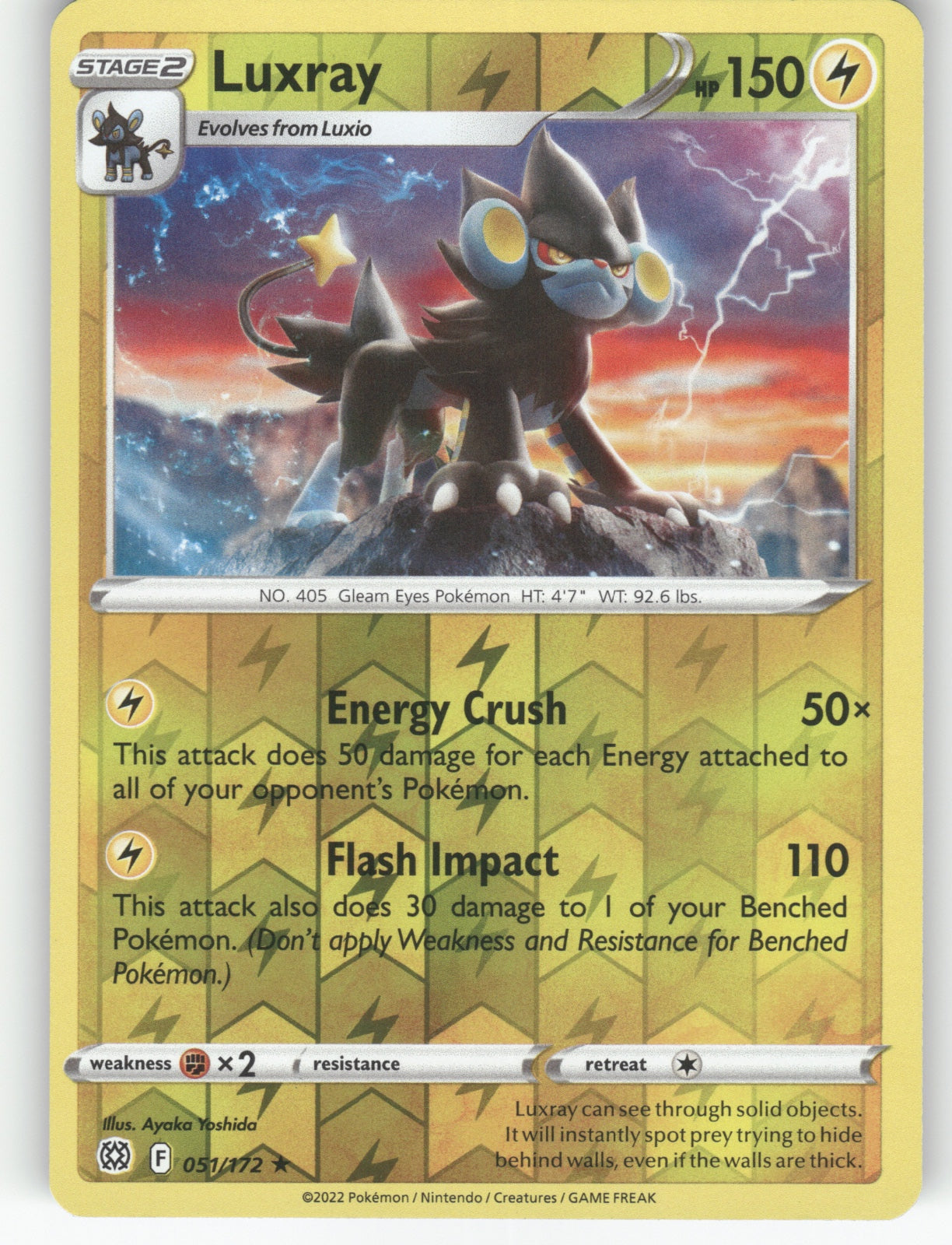 Luxray Reverse Holo Rare SWSH09: Brilliant Stars 051/172 NM