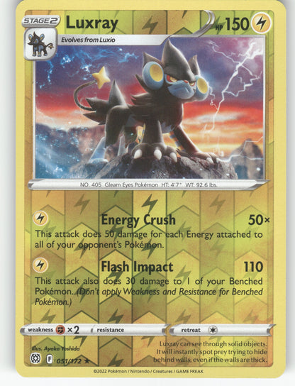 Luxray Reverse Holo Rare SWSH09: Brilliant Stars 051/172 NM
