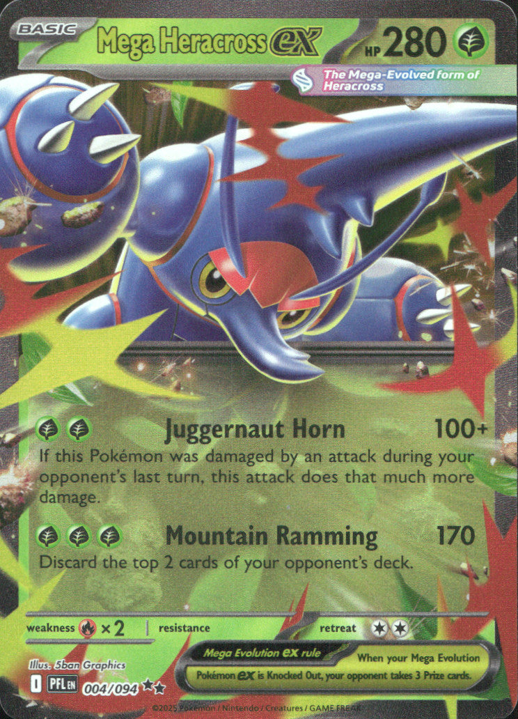 Mega Heracross ex Holo Double Rare ME02: Phantasmal Flames 004/094 NM
