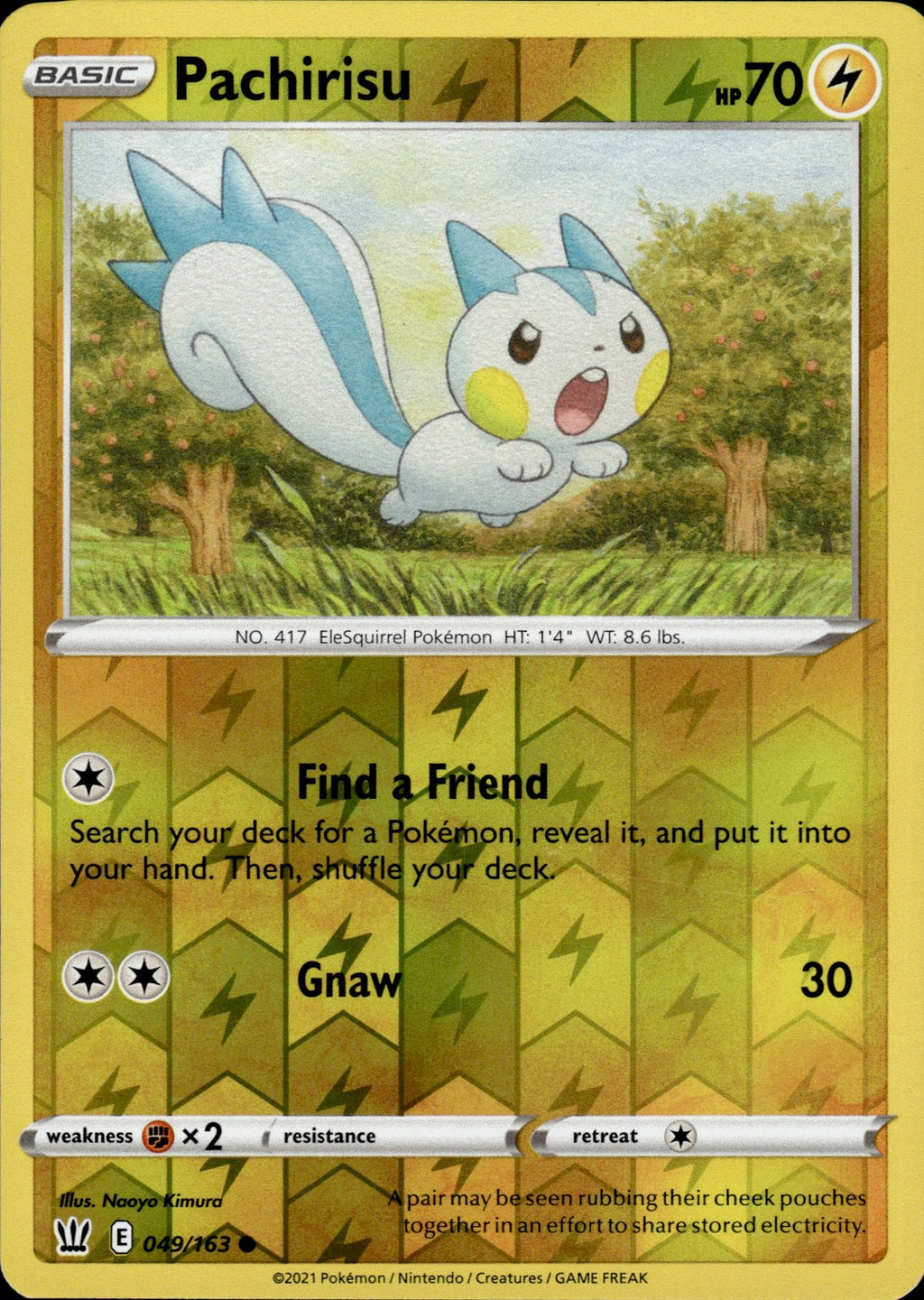 Pachirisu Reverse Holo Common SWSH05: Battle Styles 049/163 NM