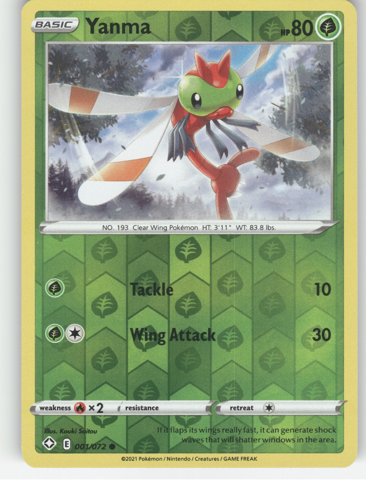 Yanma Reverse Holo Common Shining Fates 001/072 NM