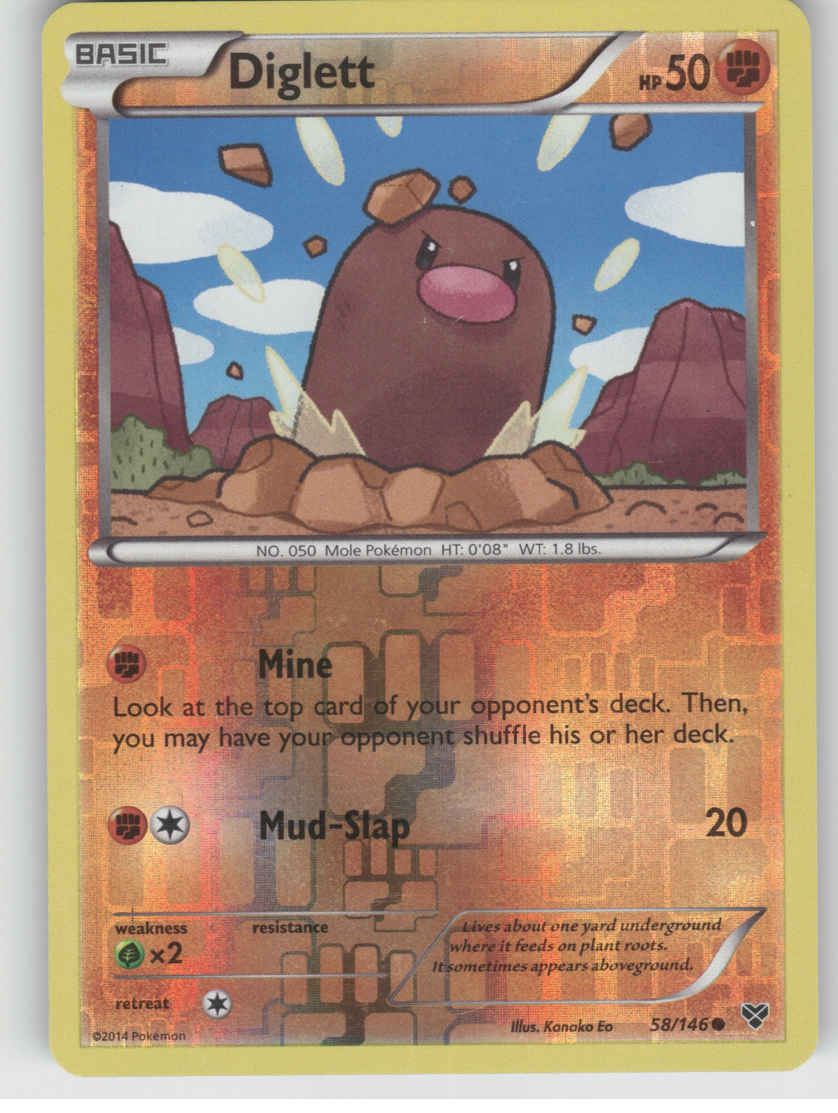 Diglett Reverse Holo Common XY Base Set 58/146 NM