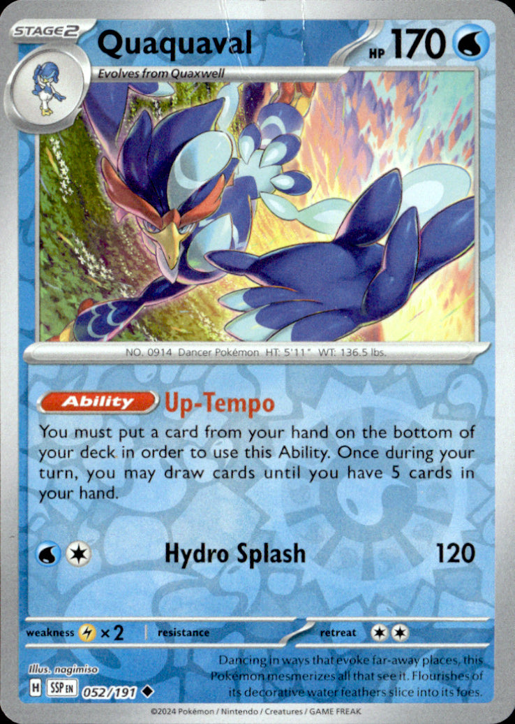 Quaquaval Reverse Holo Uncommon SV08: Surging Sparks 052/191 NM