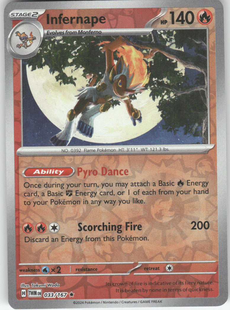 Infernape Reverse Holo Rare SV06: Twilight Masquerade 033/167 NM