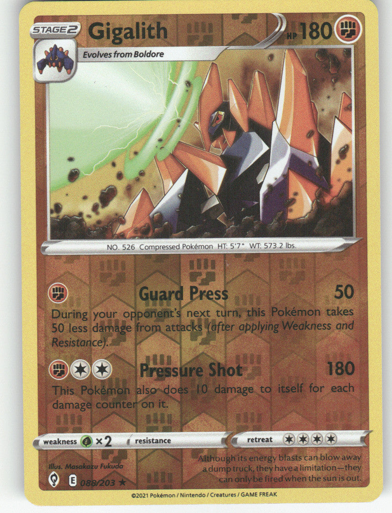 Gigalith Reverse Holo Rare SWSH07: Evolving Skies 088/203 NM