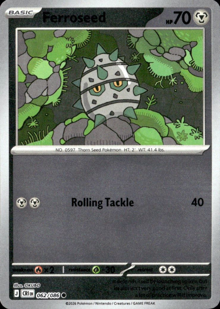 Ferroseed Reverse Holo Common ME04: Chaos Rising 062/086 NM