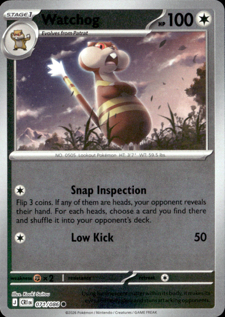 Watchog Reverse Holo Common ME04: Chaos Rising 071/086 NM