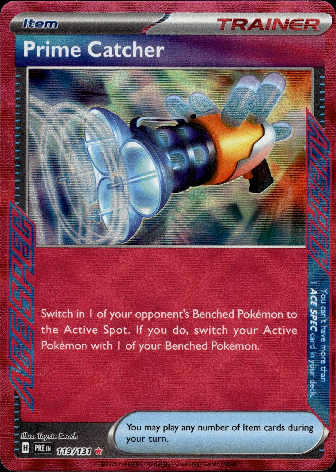 Prime Catcher Holo ACE SPEC Rare SV: Prismatic Evolutions 119/131 NM