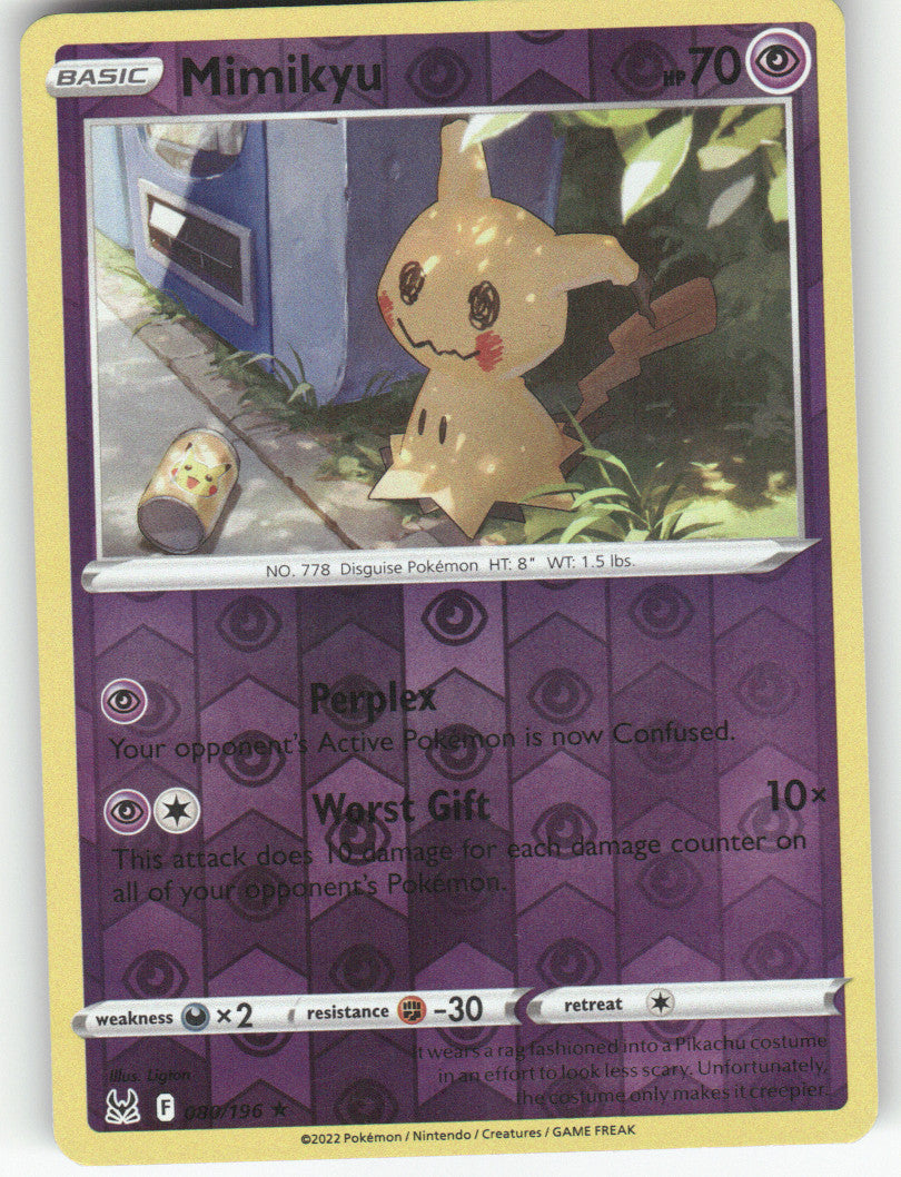 Mimikyu Reverse Holo Rare SWSH11: Lost Origin 080/196 NM