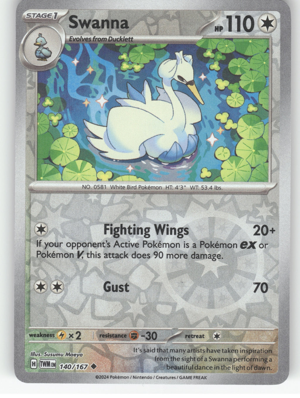 Swanna Reverse Holo Uncommon SV06: Twilight Masquerade 140/167 NM