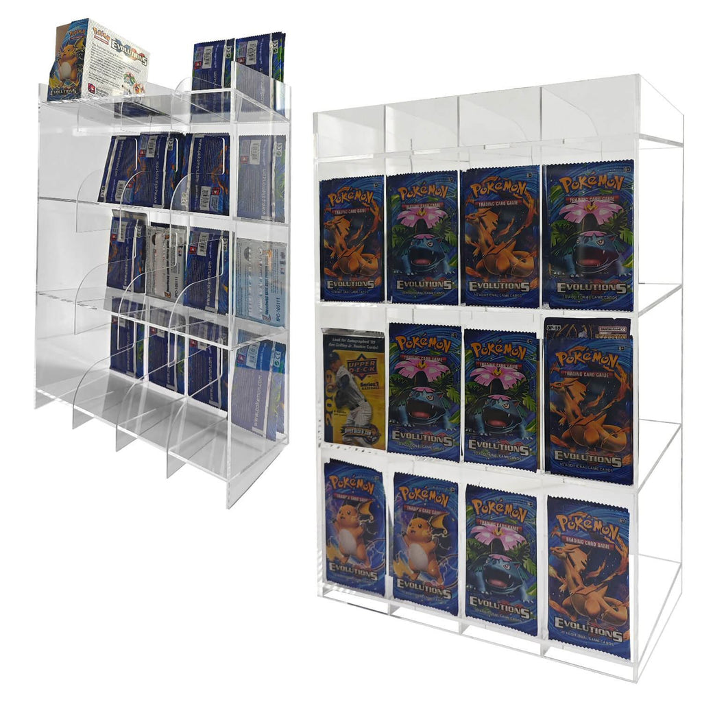 EVORETRO Acrylic Display Stand for Booster  DispenserPacks – Retail Counter Unit with Top Shelf