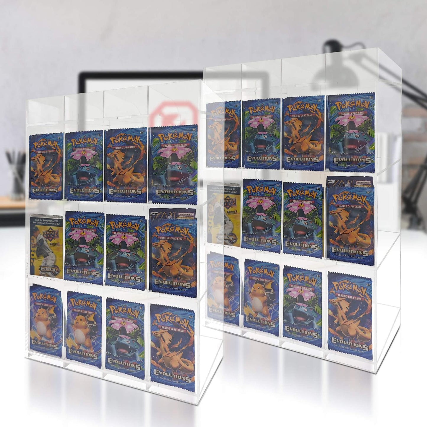 EVORETRO Acrylic Display Stand for Booster  DispenserPacks – Retail Counter Unit with Top Shelf