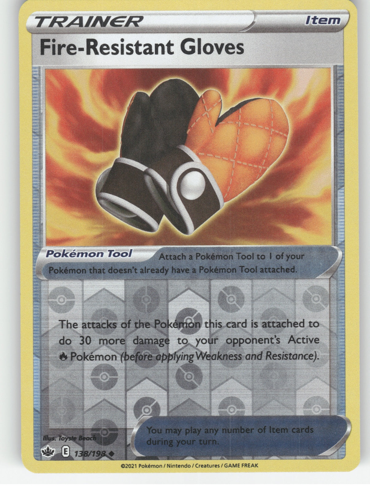Fire-Resistant Gloves Reverse Holo Uncommon SWSH06: Chilling Reign 138/198 NM