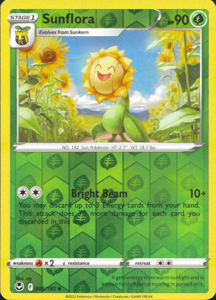 Sunflora Reverse Holo Uncommon SWSH12: Silver Tempest 006/195 NM