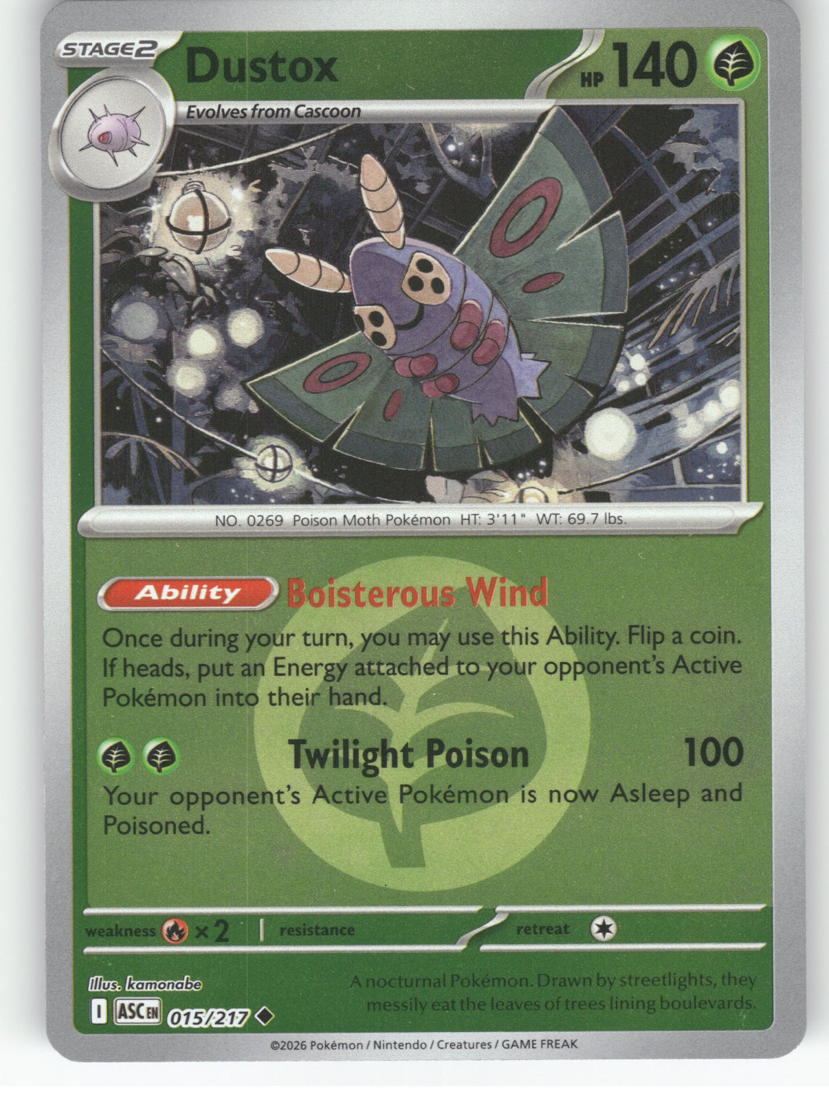 Dustox - (Energy Symbol Pattern) Reverse Holo Uncommon ME: Ascended Heroes 015/217 NM