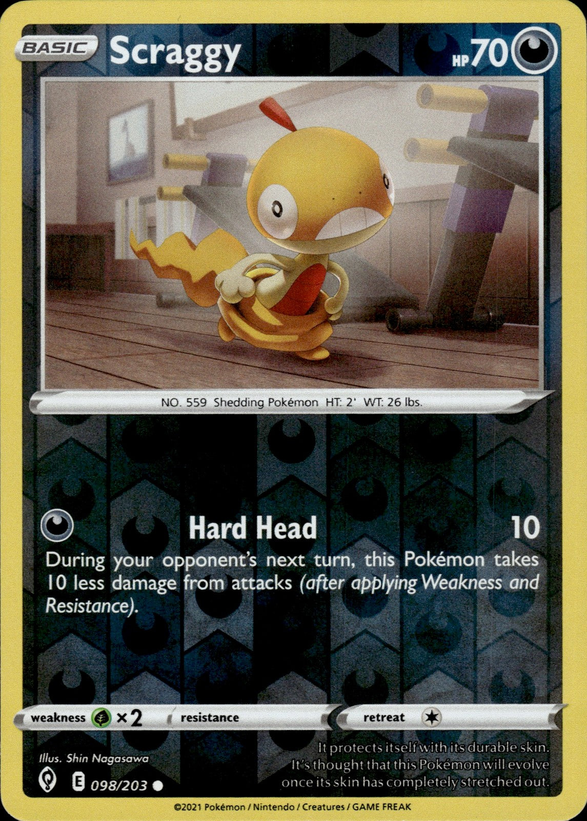Scraggy Reverse Holo Common SWSH07: Evolving Skies 098/203 NM