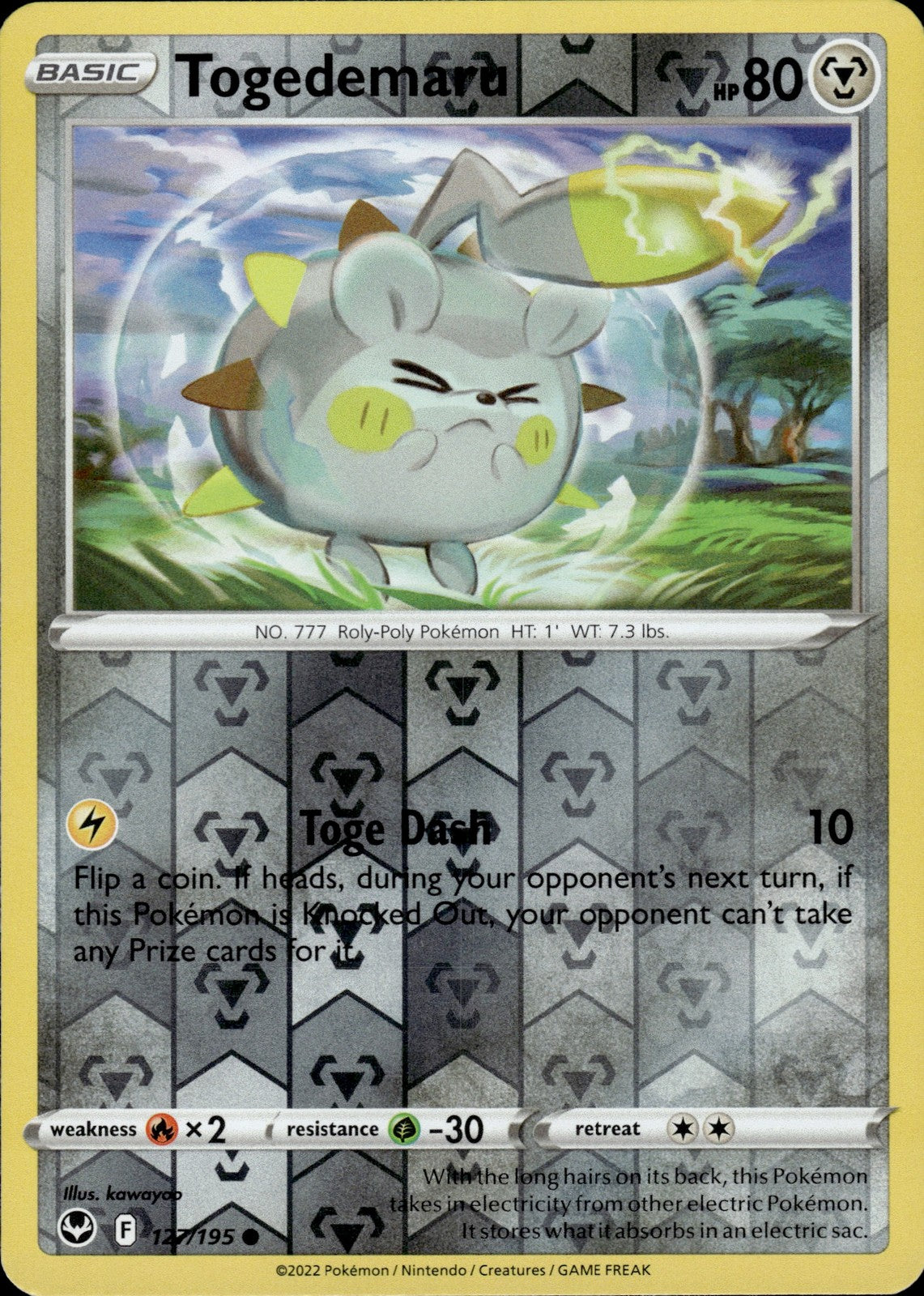 Togedemaru Reverse Holo Common SWSH12: Silver Tempest 127/195 NM