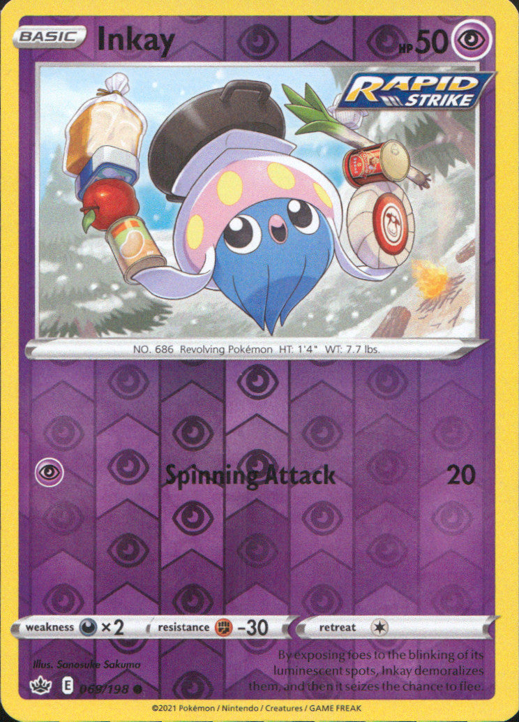 Inkay Reverse Holo Common SWSH06: Chilling Reign 069/198 NM