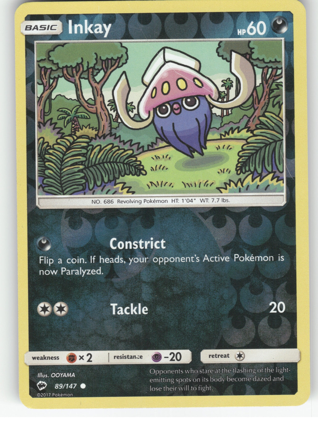 Inkay Reverse Holo Common SM - Burning Shadows 89/147 NM