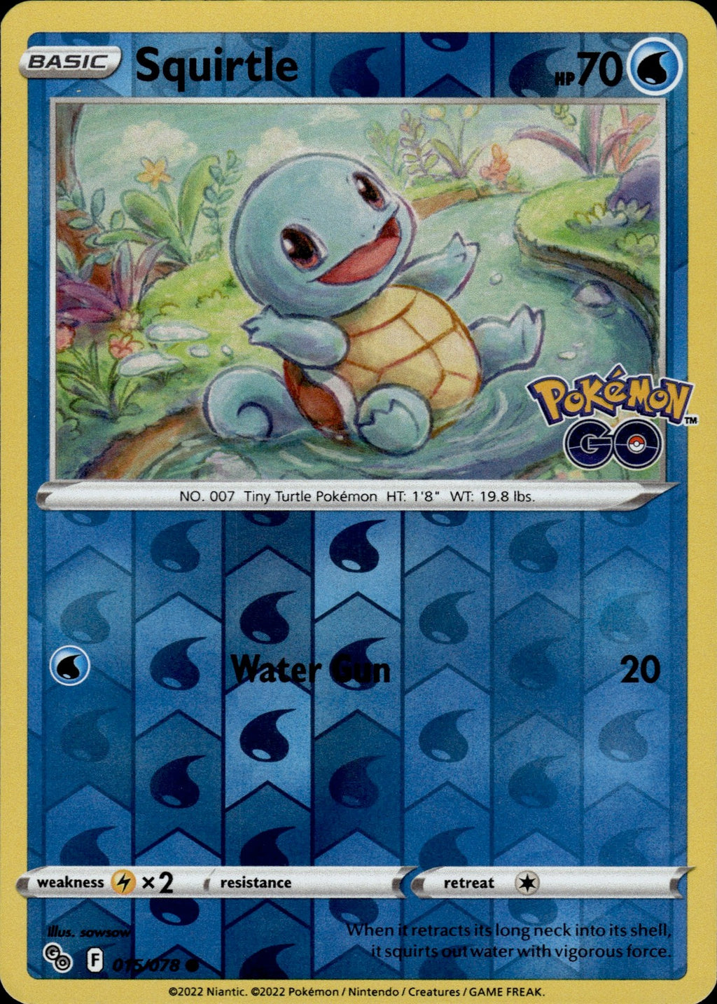 Squirtle Reverse Holo Common Pokemon GO 015/078 NM