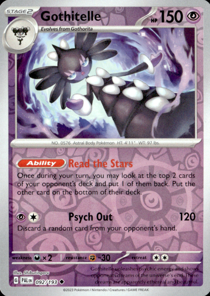 Gothitelle Reverse Holo Uncommon SV02: Paldea Evolved 092/193 NM