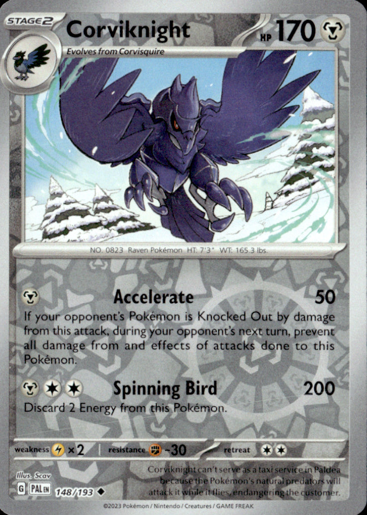 Corviknight Reverse Holo Uncommon SV02: Paldea Evolved 148/193 NM