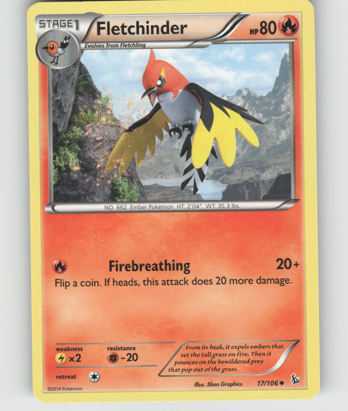 Fletchinder Uncommon XY - Flashfire 17/106 NM