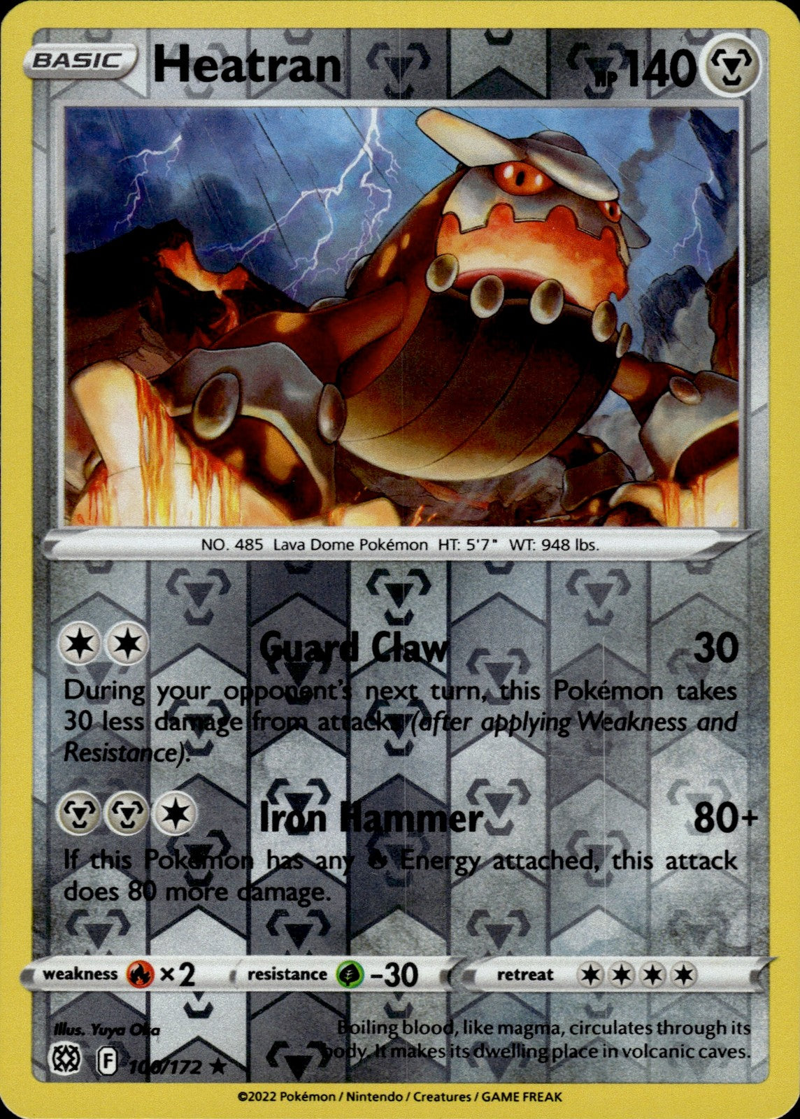 Heatran Reverse Holo Rare SWSH09: Brilliant Stars 100/172 NM
